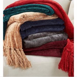 COPY - Martha Stewart Chenille Tassel Trim Throw Blanket